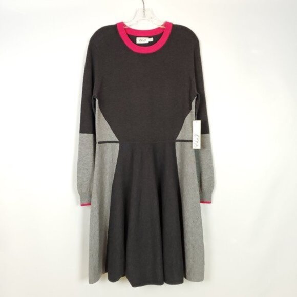 ELIZA J Dress Long Sleeve Colorblock Midi Size XL - Picture 1 of 5